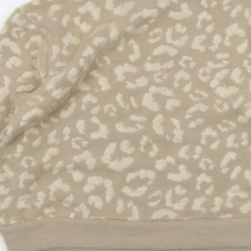 Marks and Spencer Womens Beige Round Neck Animal Print Polyamide Pullover Jumper Size S - Leopard Pattern