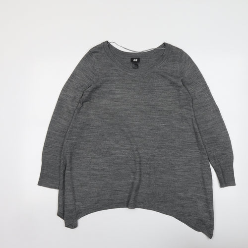 H&M Womens Grey Round Neck Acrylic Pullover Jumper Size S