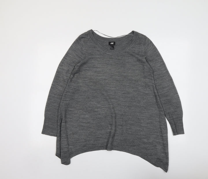 H&M Womens Grey Round Neck Acrylic Pullover Jumper Size S