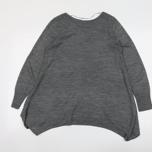 H&M Womens Grey Round Neck Acrylic Pullover Jumper Size S