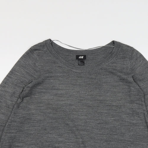 H&M Womens Grey Round Neck Acrylic Pullover Jumper Size S