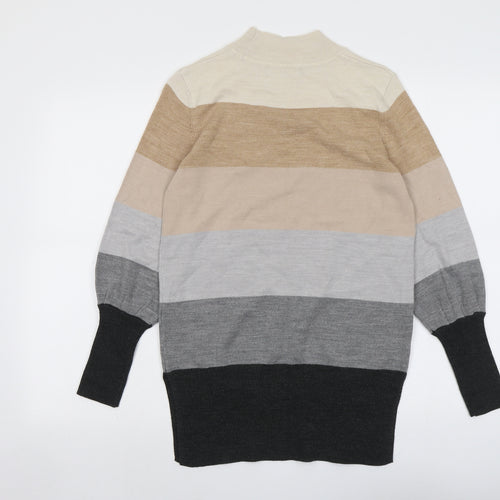 Marks and Spencer Womens Multicoloured High Neck Striped Acrylic Pullover Jumper Size S