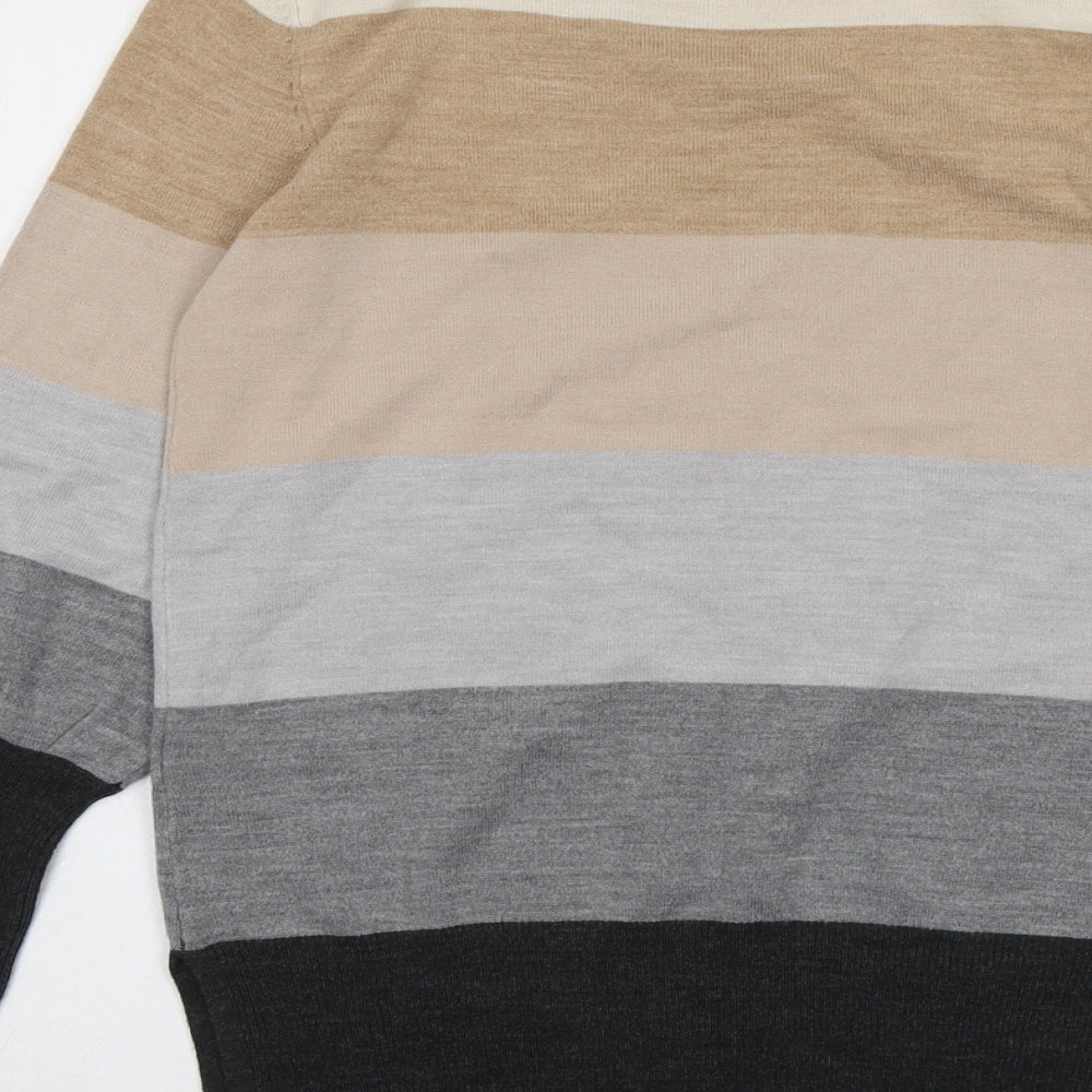 Marks and Spencer Womens Multicoloured High Neck Striped Acrylic Pullover Jumper Size S