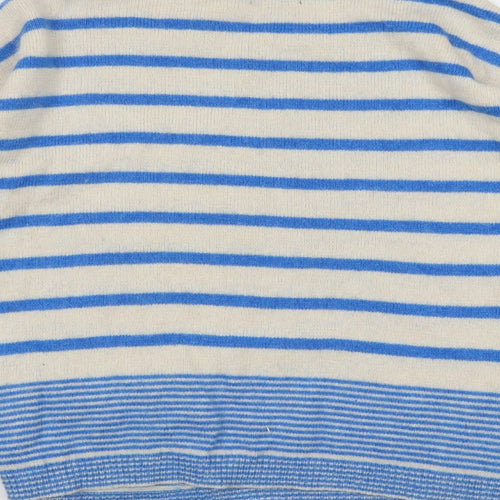 Topshop Womens Beige Round Neck Striped Angora Pullover Jumper Size 8
