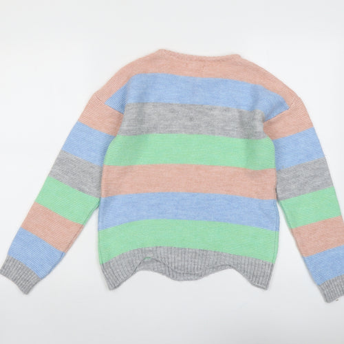 Angel&Rocket Girls Multicoloured Round Neck Striped Acrylic Pullover Jumper Size 11-12 Years Pullover