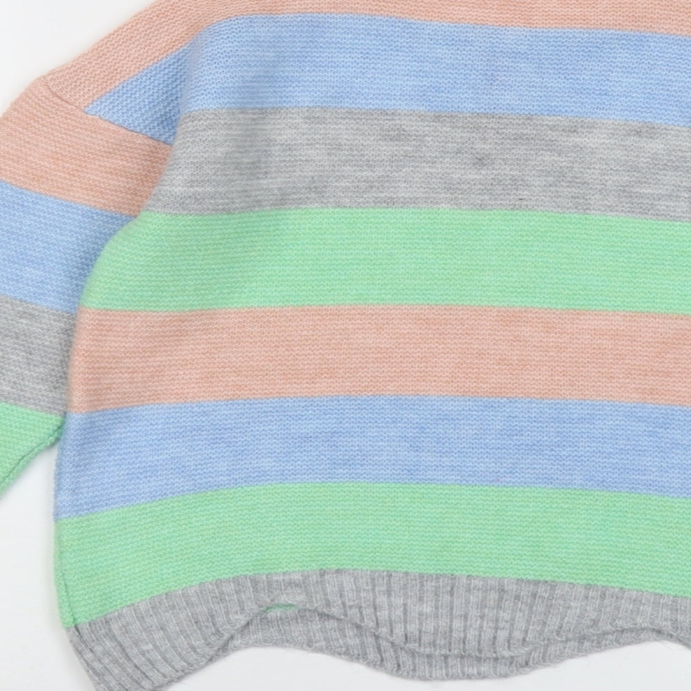 Angel&Rocket Girls Multicoloured Round Neck Striped Acrylic Pullover Jumper Size 11-12 Years Pullover