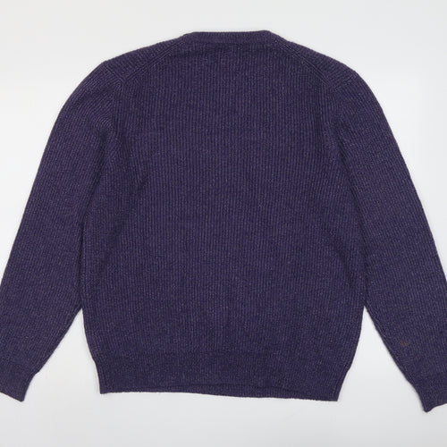 Marks and Spencer Mens Purple Round Neck Polyamide Pullover Jumper Size M Long Sleeve