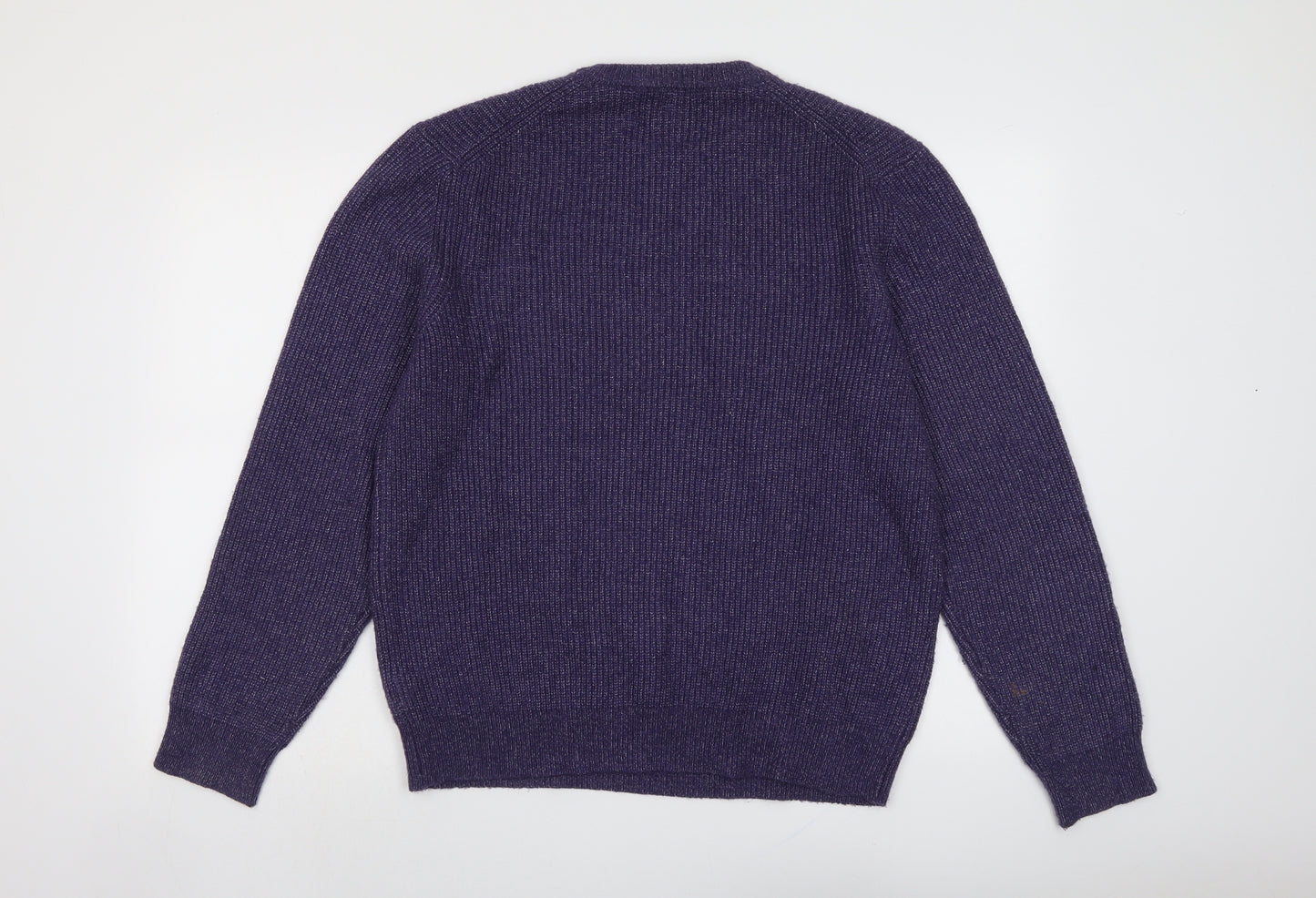 Marks and Spencer Mens Purple Round Neck Polyamide Pullover Jumper Size M Long Sleeve