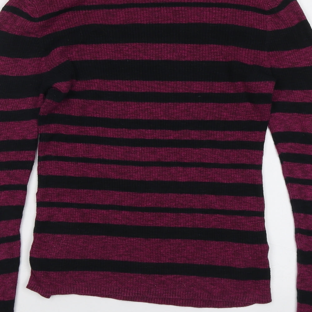 NEXT Womens Purple Scoop Neck Striped Cotton Pullover Jumper Size 12