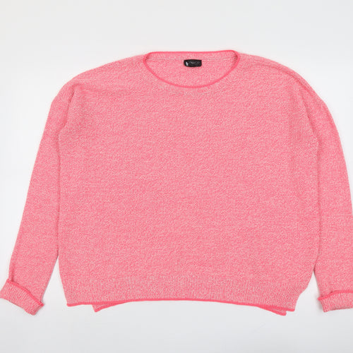 Topshop Womens Pink Round Neck Acrylic Pullover Jumper Size 10