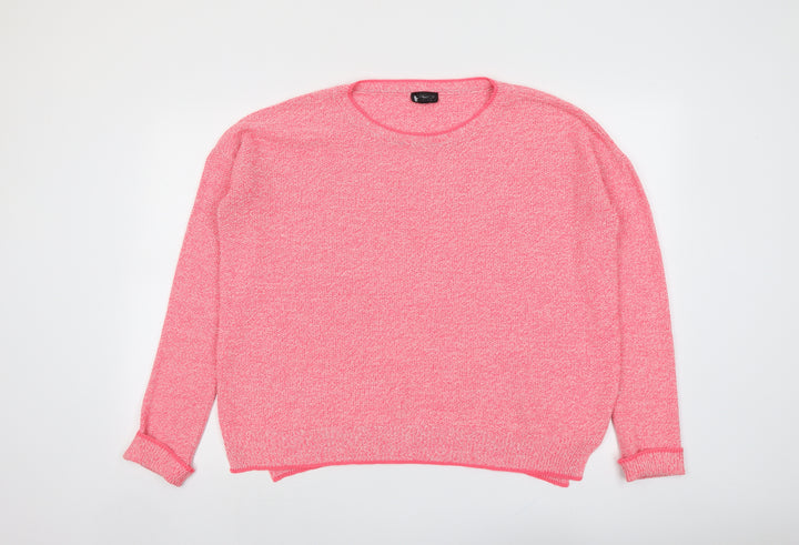 Topshop Womens Pink Round Neck Acrylic Pullover Jumper Size 10