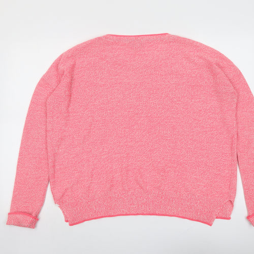 Topshop Womens Pink Round Neck Acrylic Pullover Jumper Size 10