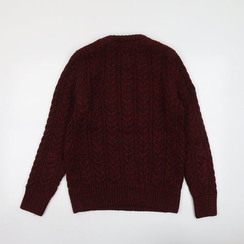 Superdry Mens Red Round Neck Acrylic Pullover Jumper Size M Long Sleeve