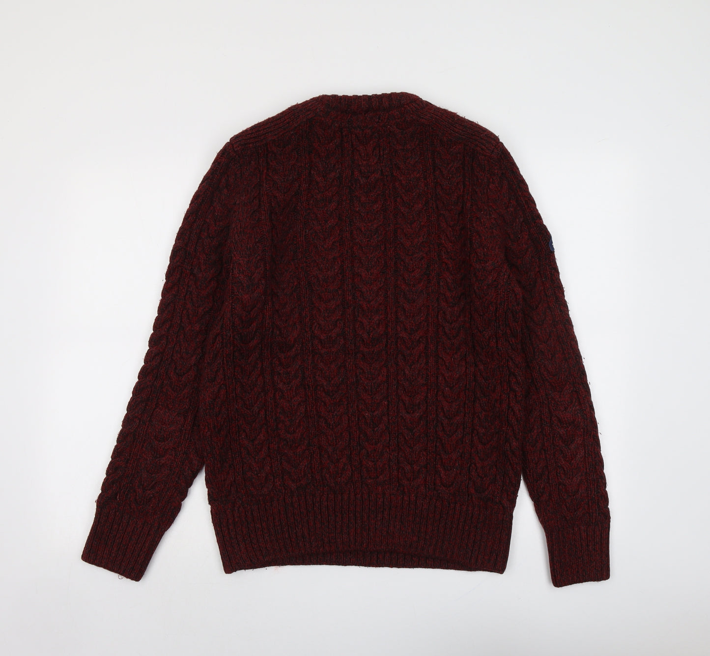 Superdry Mens Red Round Neck Acrylic Pullover Jumper Size M Long Sleeve