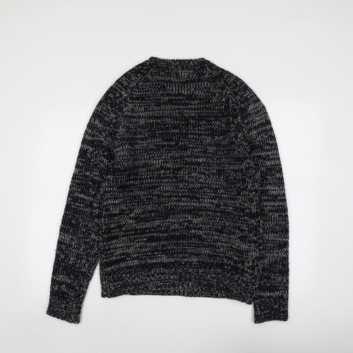 Zara Mens Blue Round Neck Acrylic Pullover Jumper Size L Long Sleeve