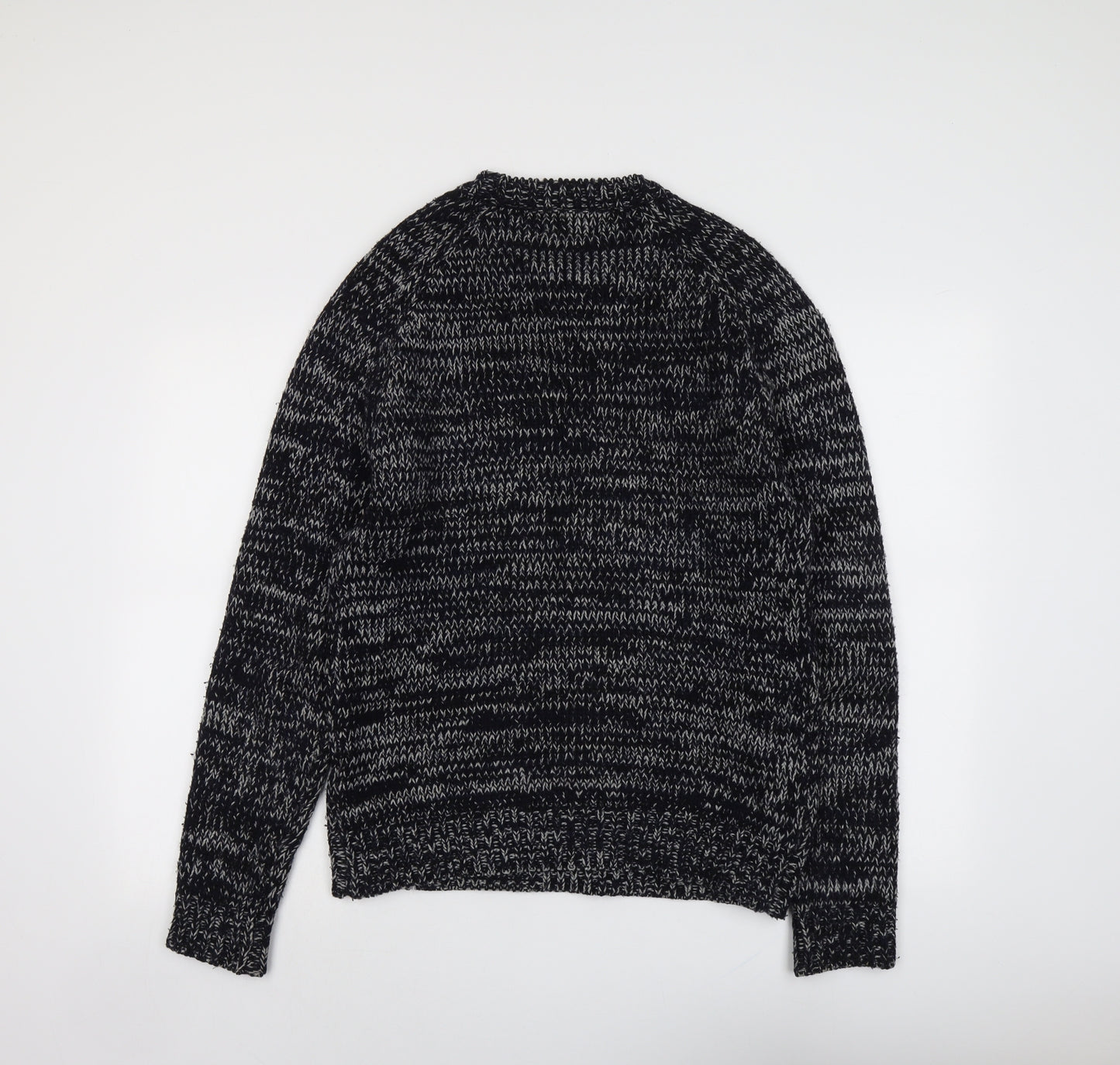 Zara Mens Blue Round Neck Acrylic Pullover Jumper Size L Long Sleeve
