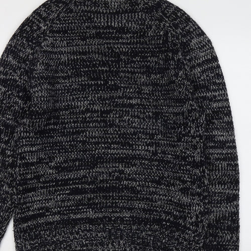 Zara Mens Blue Round Neck Acrylic Pullover Jumper Size L Long Sleeve