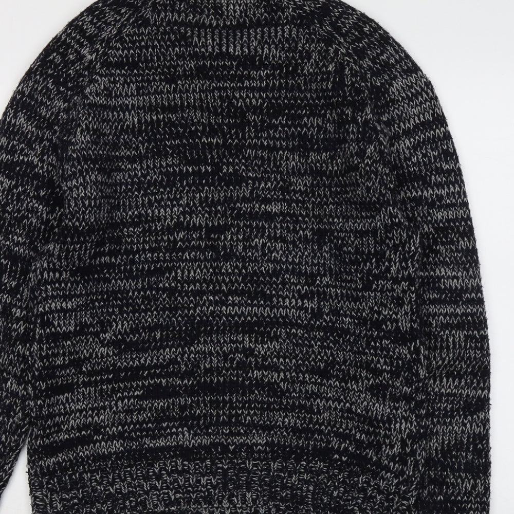 Zara Mens Blue Round Neck Acrylic Pullover Jumper Size L Long Sleeve