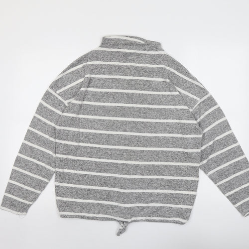 Marks and Spencer Womens Grey High Neck Striped Viscose Pullover Jumper Size 14