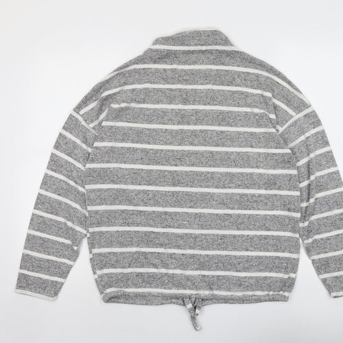 Marks and Spencer Womens Grey High Neck Striped Viscose Pullover Jumper Size 14