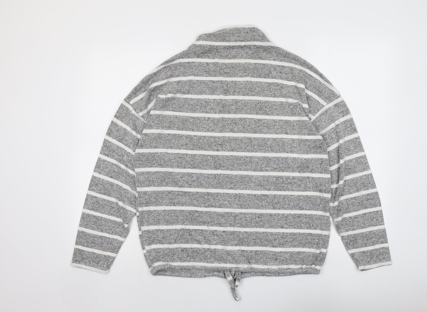 Marks and Spencer Womens Grey High Neck Striped Viscose Pullover Jumper Size 14