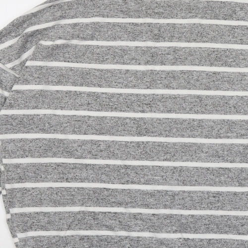 Marks and Spencer Womens Grey High Neck Striped Viscose Pullover Jumper Size 14