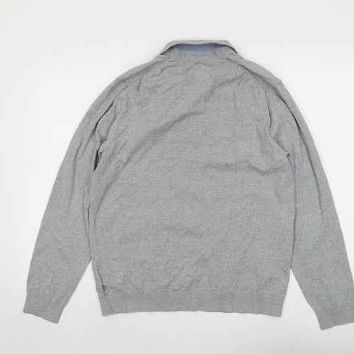 Ted Baker Mens Grey Cotton Polo Size L Collared Button