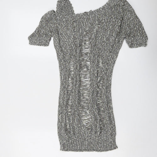 Moku Womens Grey Boat Neck Acrylic Pullover Jumper Size M
