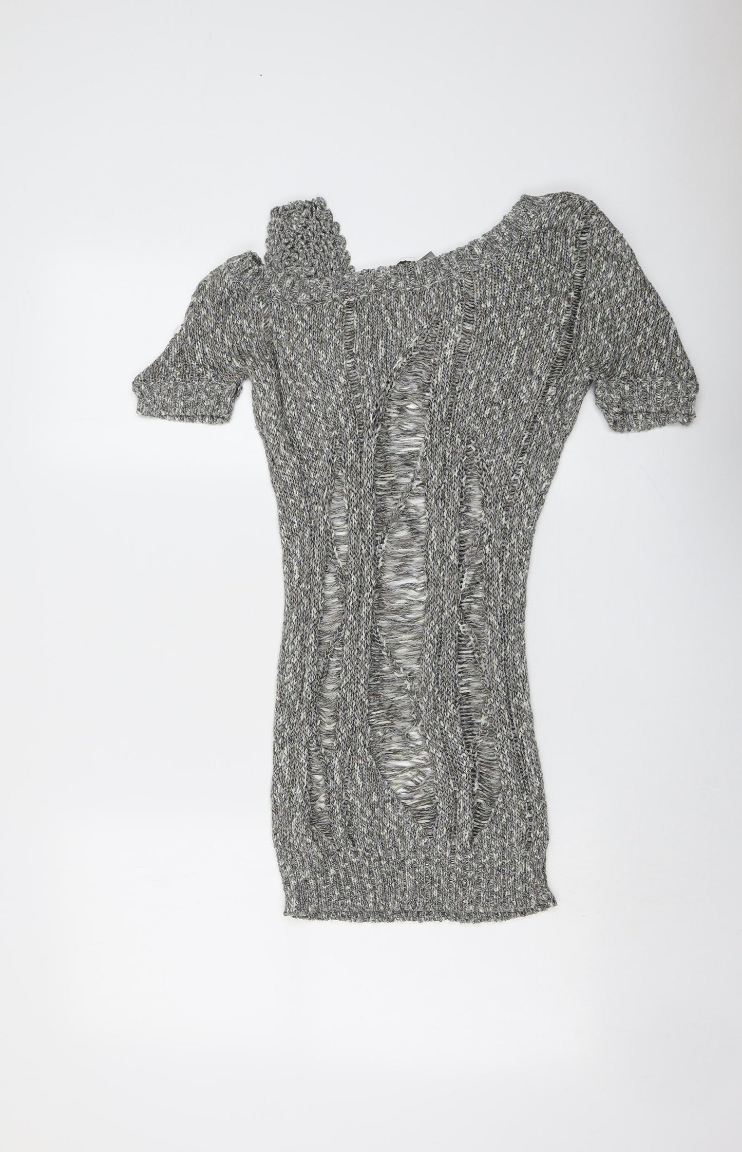 Moku Womens Grey Boat Neck Acrylic Pullover Jumper Size M