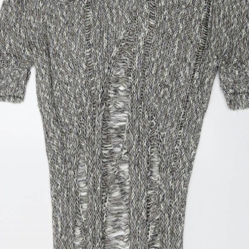 Moku Womens Grey Boat Neck Acrylic Pullover Jumper Size M