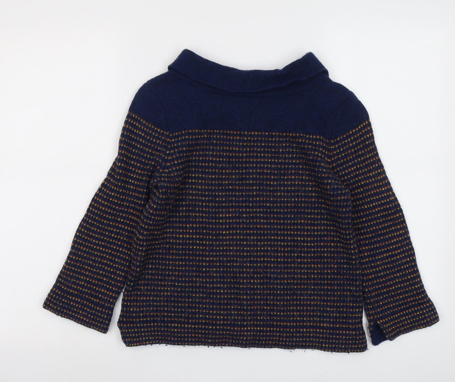 Seasalt Womens Blue Roll Neck Geometric Viscose Pullover Jumper Size 10