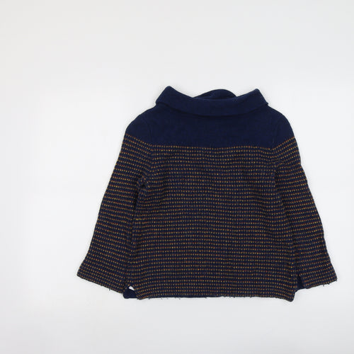 Seasalt Womens Blue Roll Neck Geometric Viscose Pullover Jumper Size 10