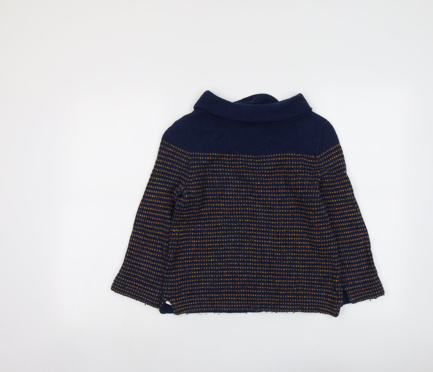 Seasalt Womens Blue Roll Neck Geometric Viscose Pullover Jumper Size 10