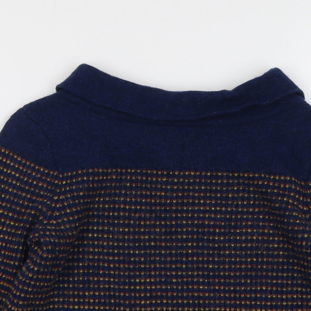 Seasalt Womens Blue Roll Neck Geometric Viscose Pullover Jumper Size 10