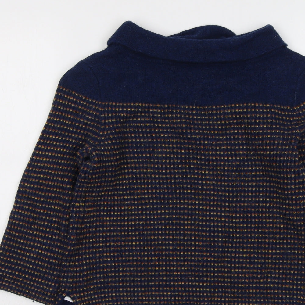 Seasalt Womens Blue Roll Neck Geometric Viscose Pullover Jumper Size 10