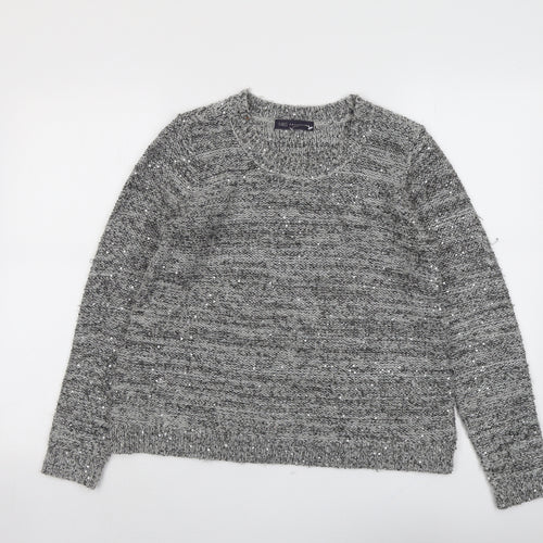 Marks and Spencer Womens Grey Round Neck Polyester Pullover Jumper Size 10