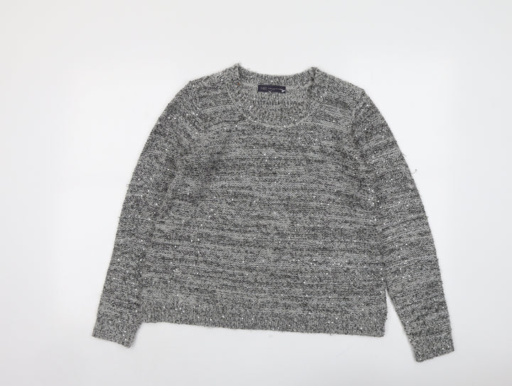 Marks and Spencer Womens Grey Round Neck Polyester Pullover Jumper Size 10