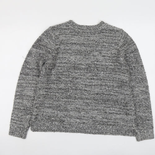 Marks and Spencer Womens Grey Round Neck Polyester Pullover Jumper Size 10