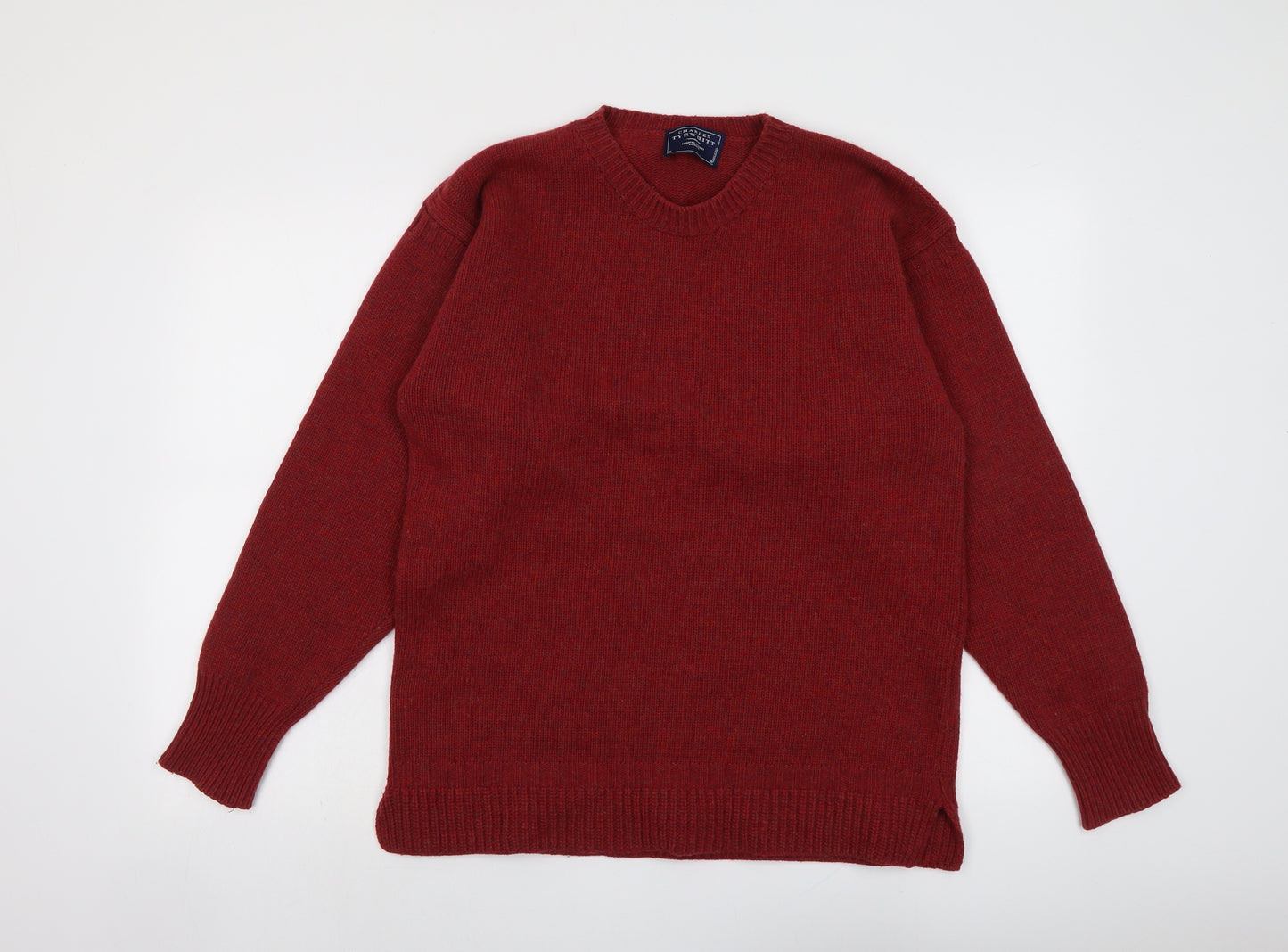 Charles Tyrwhitt Mens Red Round Neck Wool Pullover Jumper Size M Long Sleeve