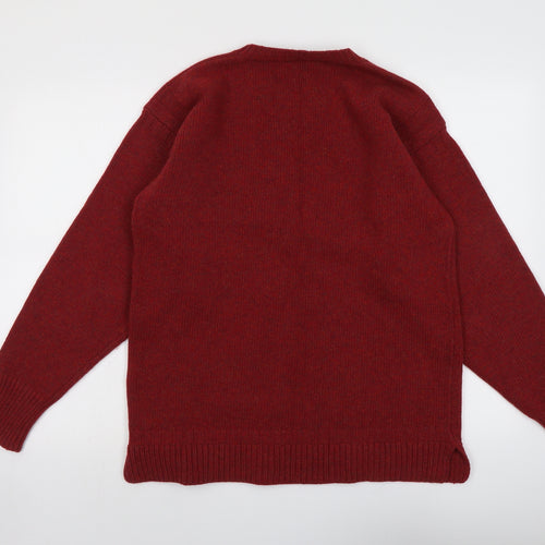 Charles Tyrwhitt Mens Red Round Neck Wool Pullover Jumper Size M Long Sleeve