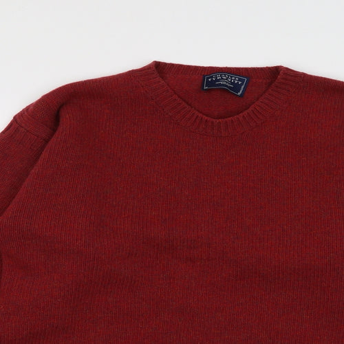 Charles Tyrwhitt Mens Red Round Neck Wool Pullover Jumper Size M Long Sleeve