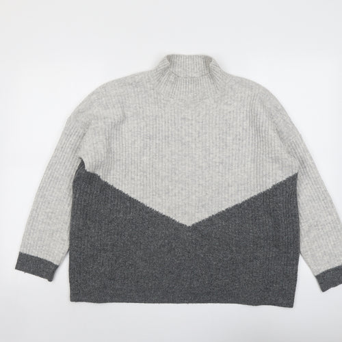 Marks and Spencer Womens Grey High Neck Acrylic Pullover Jumper Size M