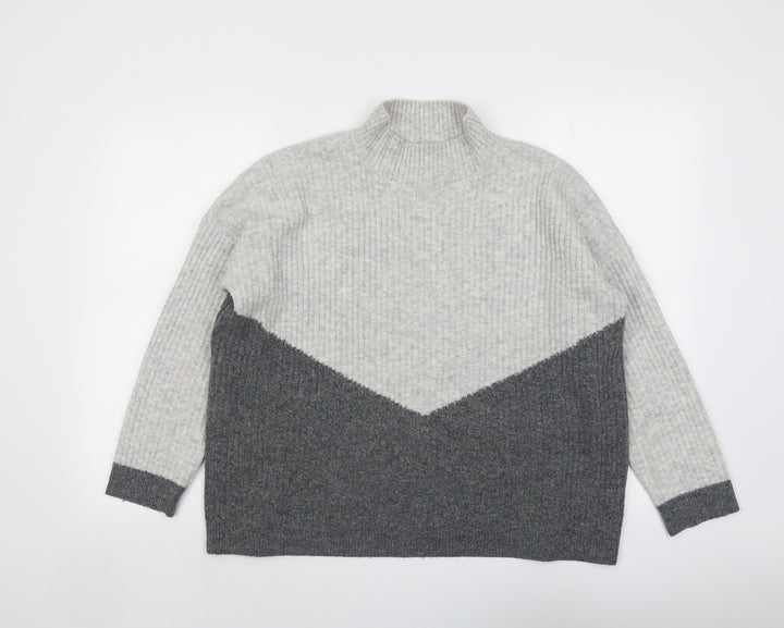 Marks and Spencer Womens Grey High Neck Acrylic Pullover Jumper Size M