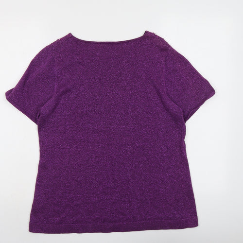 Anna Rose Womens Purple Round Neck Cotton Pullover Jumper Size L