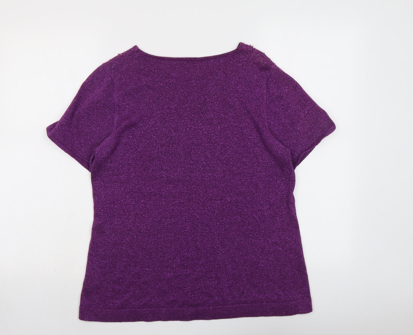 Anna Rose Womens Purple Round Neck Cotton Pullover Jumper Size L