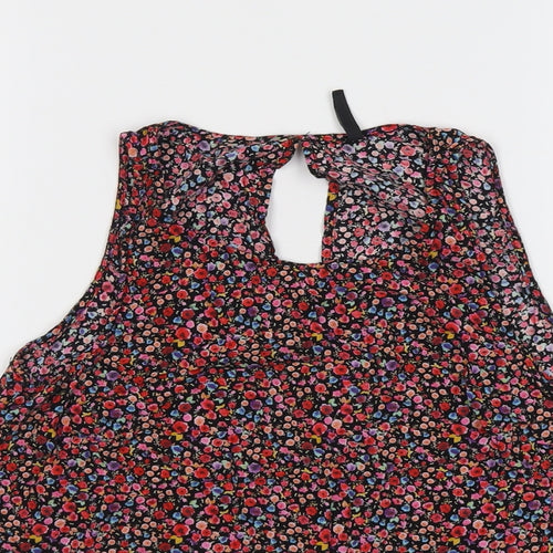 Stradivarius Womens Multicoloured Floral Polyester Basic Blouse Size M Boat Neck