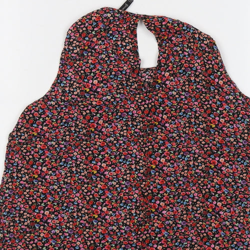 Stradivarius Womens Multicoloured Floral Polyester Basic Blouse Size M Boat Neck