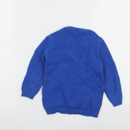 Blue Zoo Boys Blue Round Neck Cotton Pullover Jumper Size 2-3 Years Pullover - Dinosaur Christmas