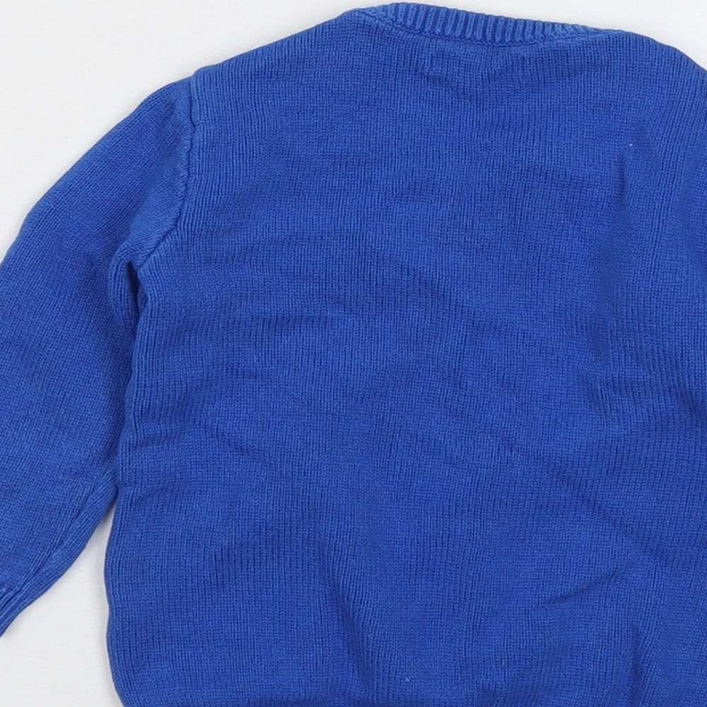Blue Zoo Boys Blue Round Neck Cotton Pullover Jumper Size 2-3 Years Pullover - Dinosaur Christmas