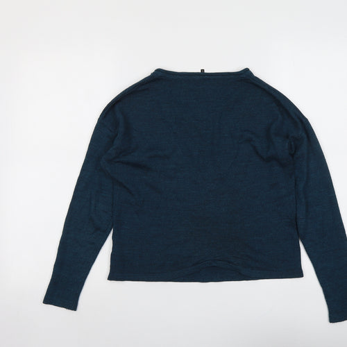 The Roadster Womens Blue V-Neck Acrylic Pullover Jumper Size S